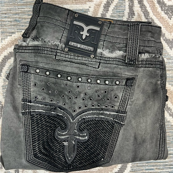 Rock Revival Men’s Jeans Size 42 Armory Biker Distressed Embroidered NWT - Picture 14 of 14
